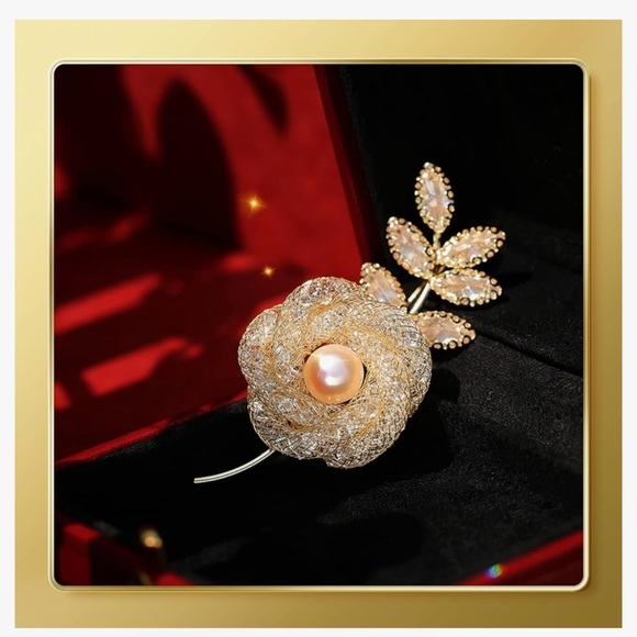 Rose Pin, Red Rose Flower Brooch Pin,Butterfly Brooch Pin,Painted Butterfly - Picture 4 of 5